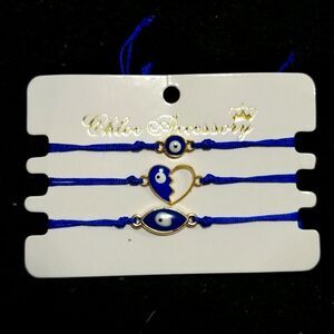Chloe accessory blue pull string 3 evil eye bracelets